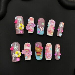 Niche new anime cartoon handmade DIY nail patch. Detachable design. Contains sup
